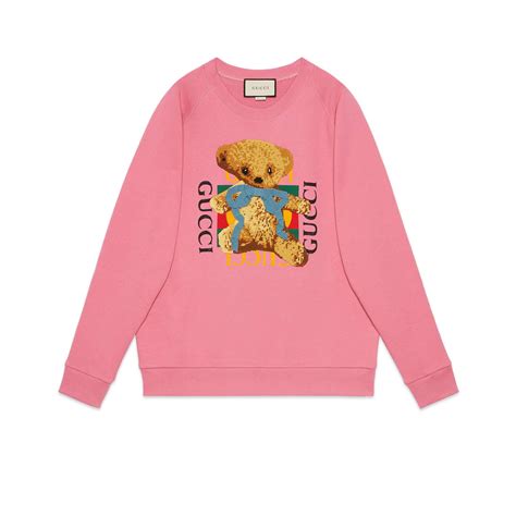 teddy bear gucci hoodie|gucci sweater pink.